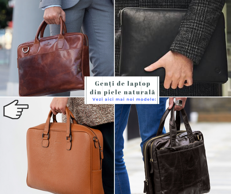 Cele mai rezistente Genți office pentru laptop, din piele naturală - unisex